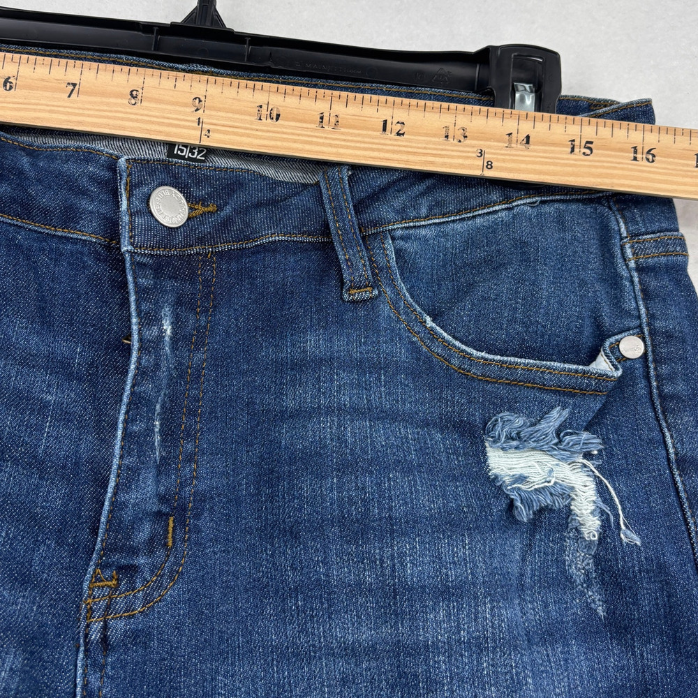 Judy Blue Cuffed Ankle Jeans Size 15 Skinny Fit Distressed Raw Hem Stretch Denim - Picture 9 of 13